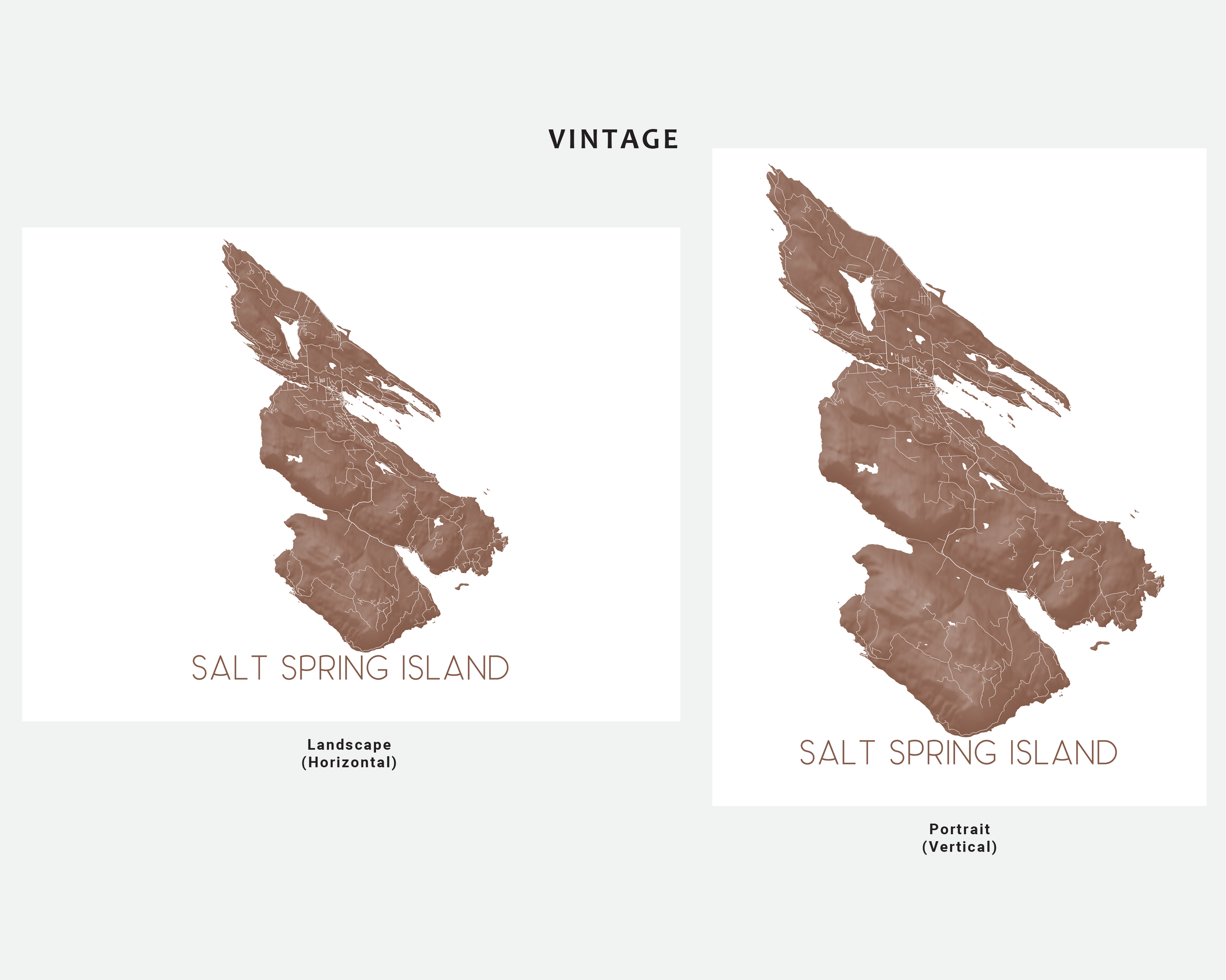 Salt Spring Map Wall Art Print - Map of Saltspring Island, BC Canada P ...