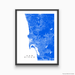 San Diego, California map print with city streets and roads in Blue designed by Maps As Art.