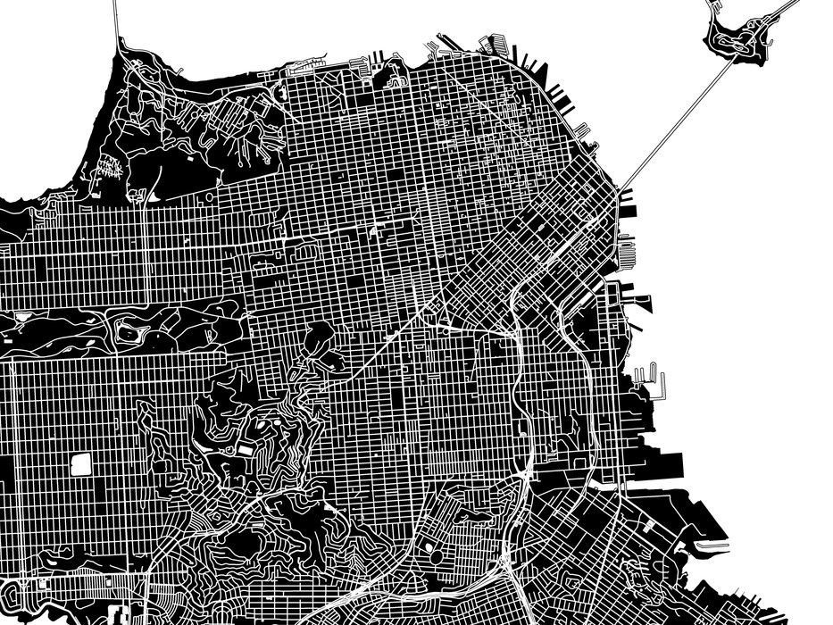 San Francisco map art print by Maps As Art.