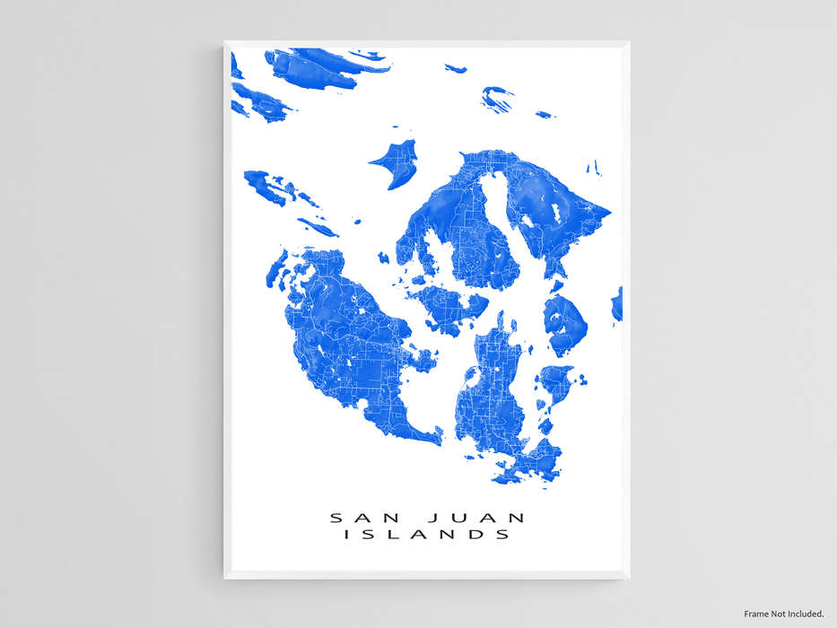 San Juan Islands, Washington map print with a topographic landscape design by Maps As Art.