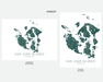 San Juan Islands map print in Forest by Maps As Art.