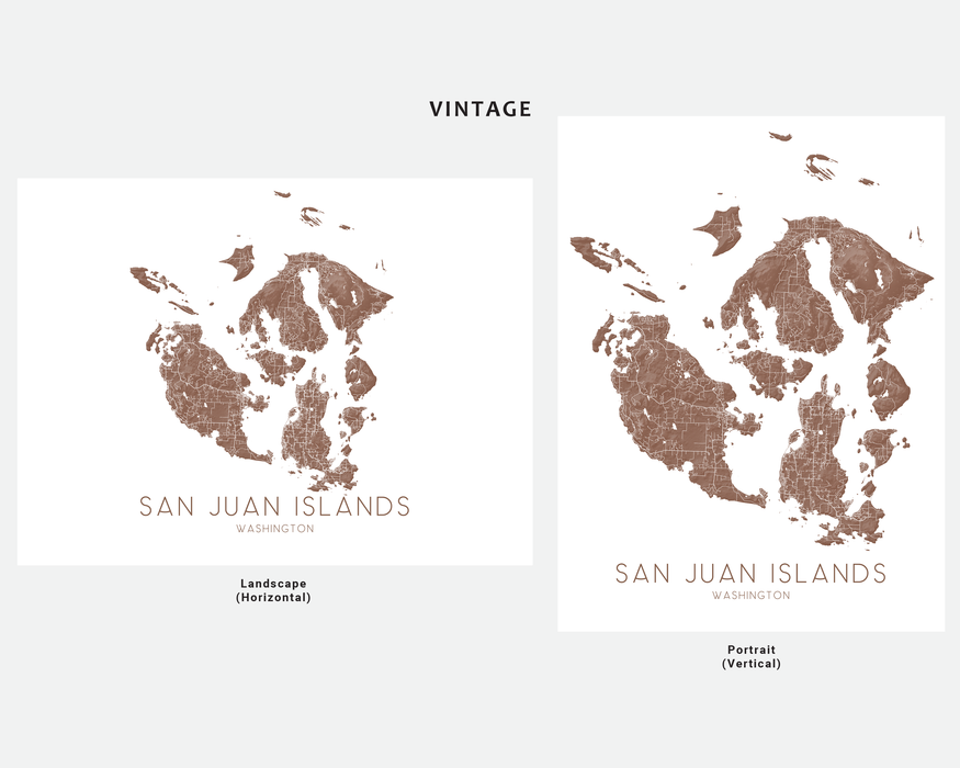San Juan Islands map print in Vintage by Maps As Art.