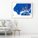 Sault Ste Marie, Ontario, Canada map art print in blue shapes designed by Maps As Art.