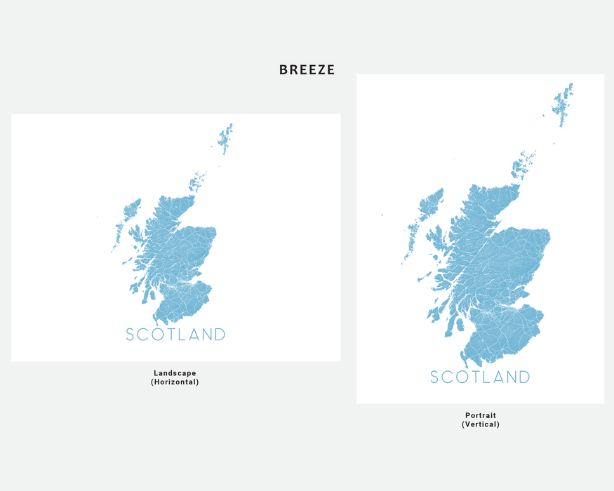 Scotland map print in Breeze by Maps As Art.