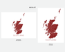 Scotland map print in Merlot by Maps As Art.