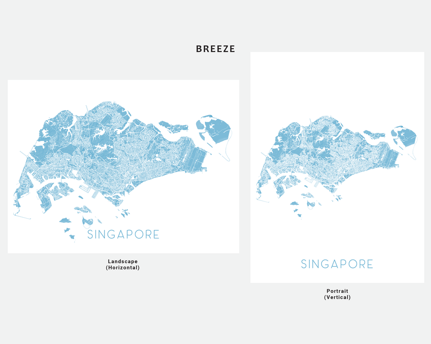 Singapore map print in Breeze by Maps As Art.