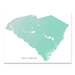 South Carolina state map print with natural landscape in aqua tints designed by Maps As Art.