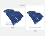 South Carolina state map print in Midnight by Maps As Art.