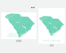 South Carolina state map print in Mint by Maps As Art.