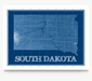 South Dakota state blueprint map art print designed by Maps As Art.