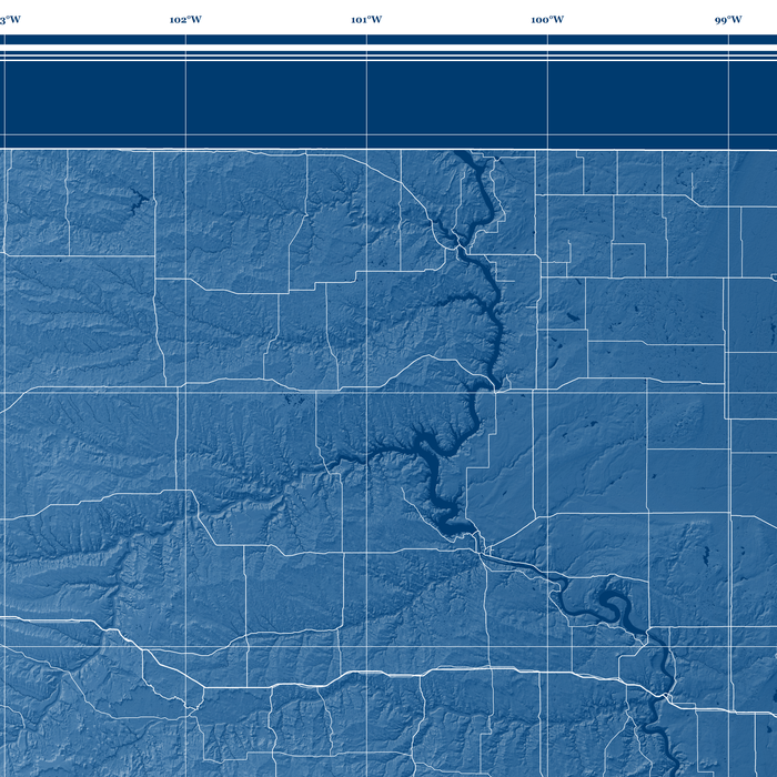 South Dakota state blueprint map art print designed by Maps As Art.