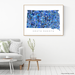 South Dakota state map art print in blue shapes designed by Maps As Art.
