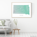 South Dakota state map print with natural landscape in aqua tints designed by Maps As Art.