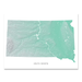 South Dakota state map print with natural landscape in aqua tints designed by Maps As Art.