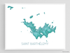 St. Barts island map print with turquoise landscape features by Maps As Art.