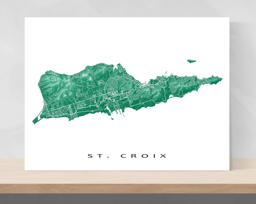 St. Croix Map Print, US Virgin Islands, St Croix USVI Wall Art Prints