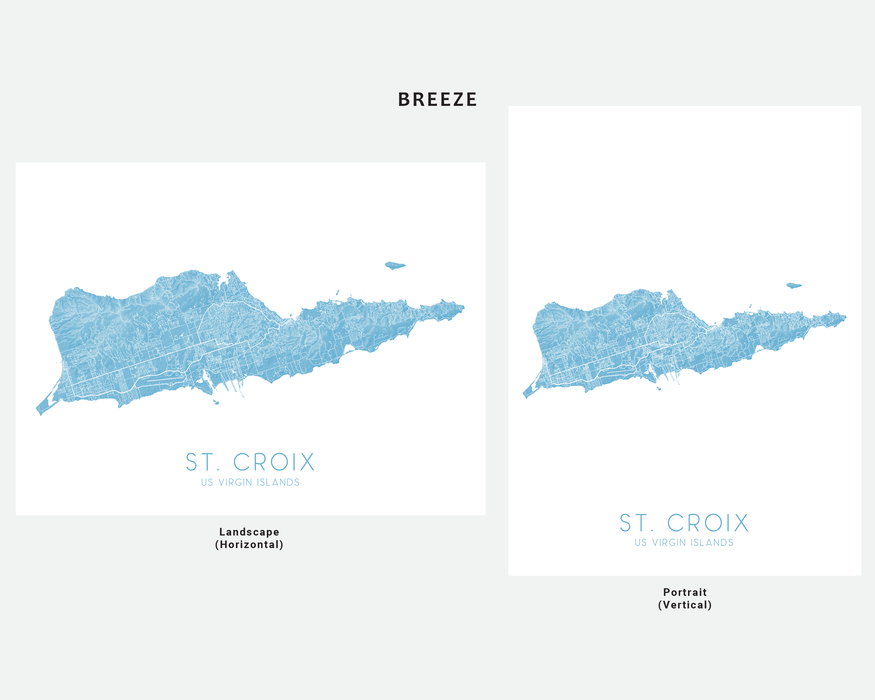 St. Croix USVI map print in Breeze by Maps As Art.