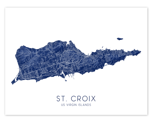 St. Croix USVI map print in Midnight by Maps As Art.