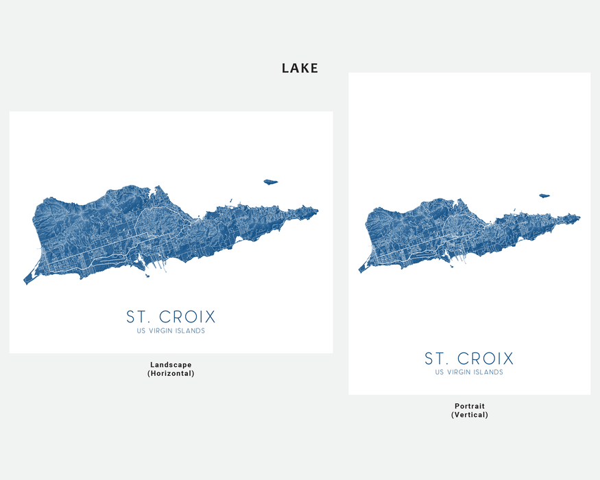St. Croix USVI map print in Lake by Maps As Art.