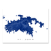 St. John, USVI map print with natural island landscape and main roads in Navy designed by Maps As Art.