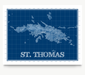 St. Thomas, USVI blueprint map art print designed by Maps As Art.