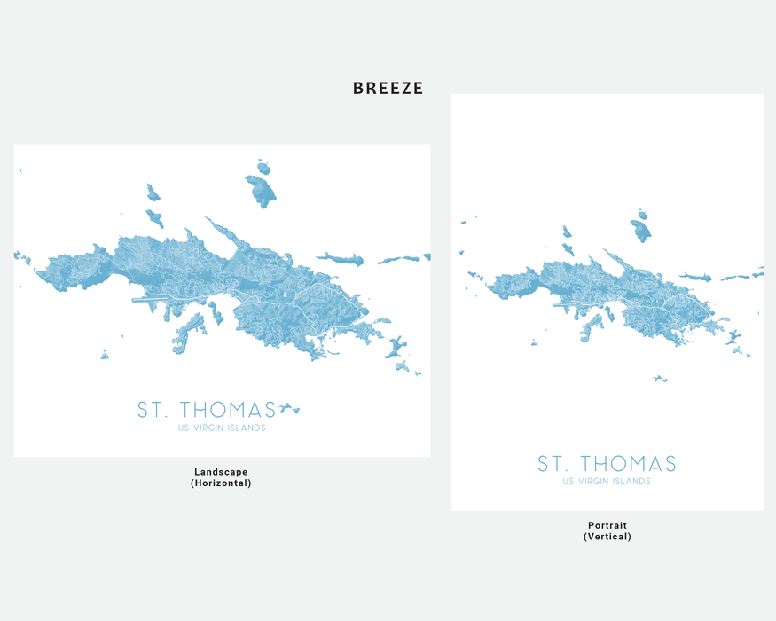 St. Thomas USVI map print in Breeze by Maps As Art.
