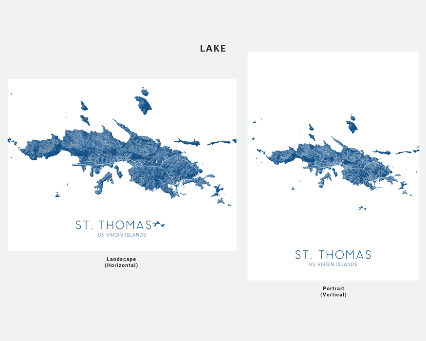 St. Thomas USVI map print in Lake by Maps As Art.