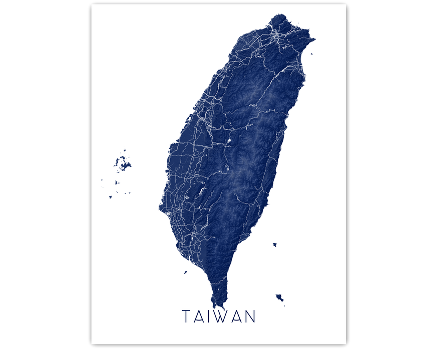 Taiwan Map Print - Map of Taiwan Wall Art Poster, Asia Country Maps