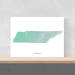 Tennessee state map print with natural landscape in aqua tints designed by Maps As Art.