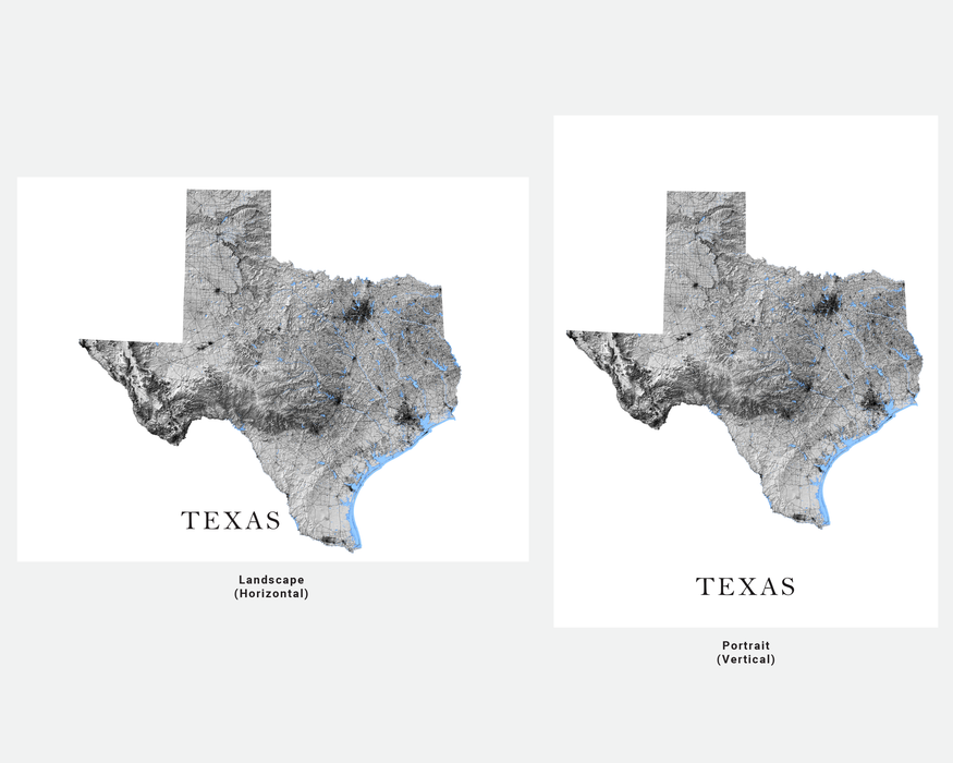 Texas state map print by Maps As Art.