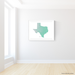 Texas state map print with natural landscape in aqua tints designed by Maps As Art.