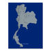 Thailand country map print with natural landscape in greyscale and a navy blue background designed by Maps As Art.