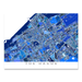The Hague, Netherlands map art print in blue shapes designed by Maps As Art.