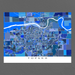 Topeka, Kansas map art print in blue shapes designed by Maps As Art.