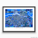 Topeka, Kansas map art print in blue shapes designed by Maps As Art.