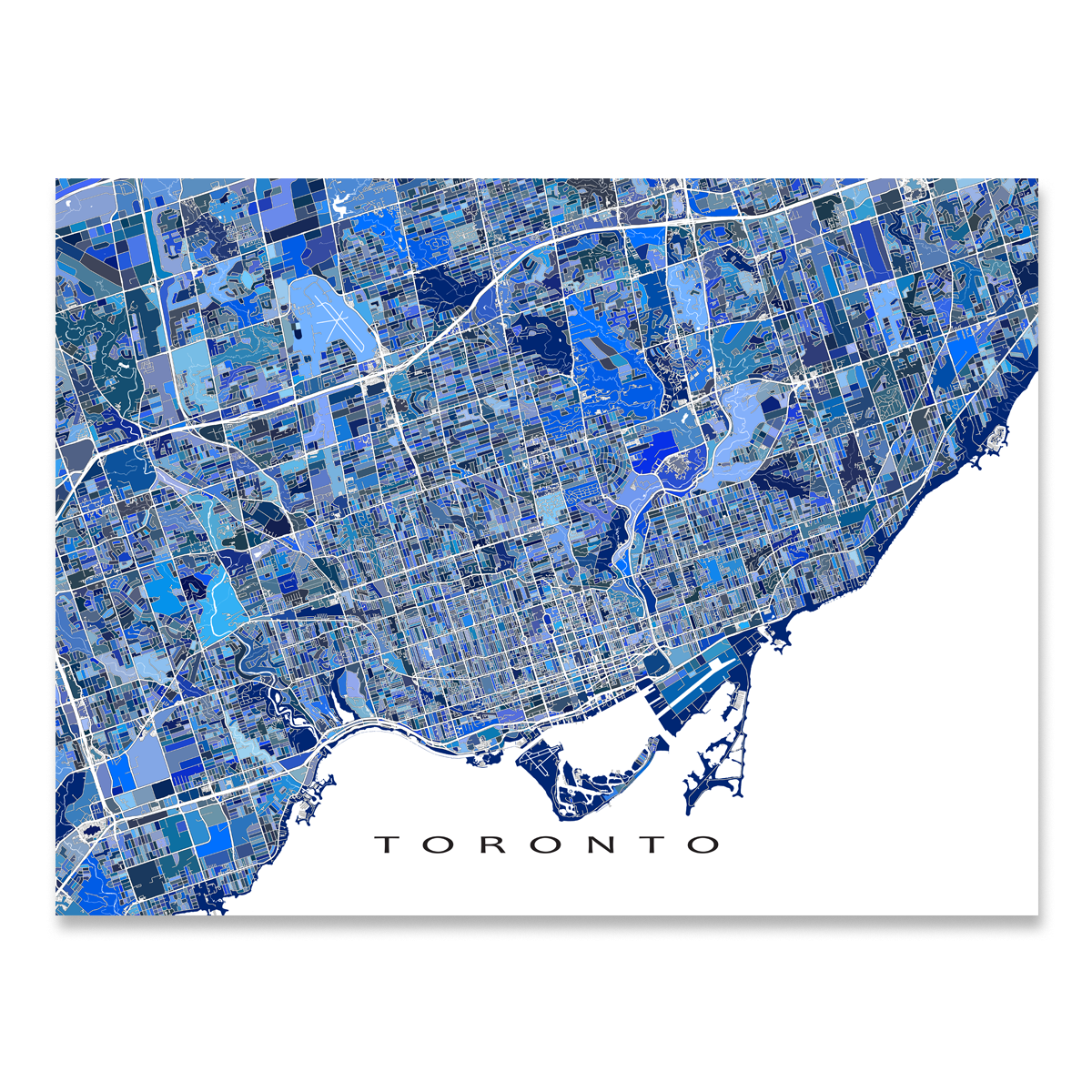 Toronto Map Hd Toronto Map Wall Art Print, Blue Geometric Ontario City Poster Maps, C ...