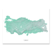 Turkey map print with natural country landscape in aqua tints designed by Maps As Art.