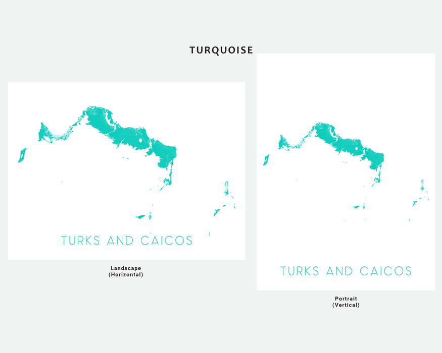 Turks And Caicos Map Print - Map of Turks & Caicos Wall Art Prints, Island Poster Maps