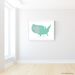 USA map print with natural landscape in aqua tints designed by Maps As Art.