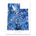 Utah state map art print in blue shapes designed by Maps As Art.