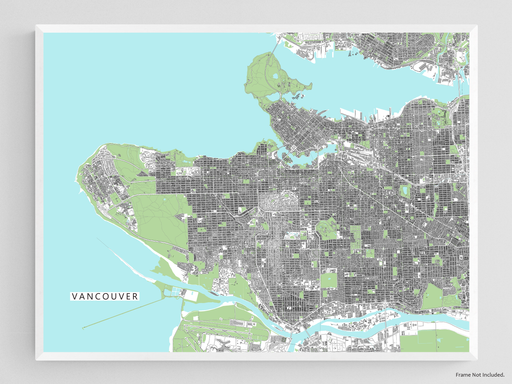 Vancouver, BC, Canada map art print with city streets and buildings from Maps As Art.