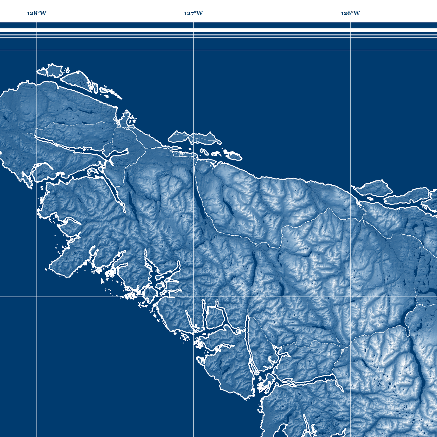 Vancouver Island Map Print, BC, Blueprint Style Topographic Canada Map