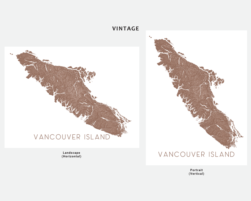 Vancouver Island map print in Vintage by Maps As Art.