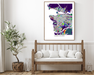 Vancouver BC Canada map print with a colourful geometric design by Maps As Art.