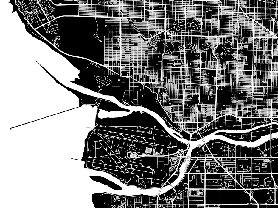 Vancouver, BC, Canada map print with city streets and roads designed by Maps As Art.