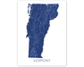 Vermont state map print in Midnight by Maps As Art.
