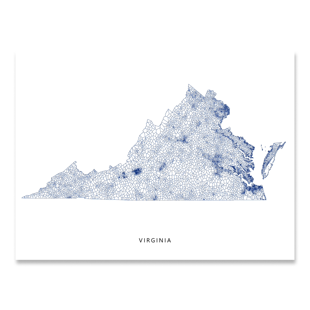 Virginia Map Shape File Virginia Map Print, Geometric — Maps As Art