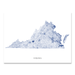 Virginia state map art print in a geometric, minimalist style designed by Maps As Art.