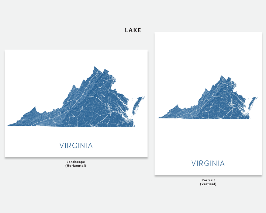Virginia map print by Maps As Art in Lake.