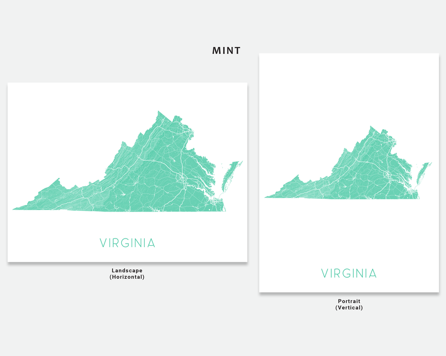 Virginia map print by Maps As Art in Mint.